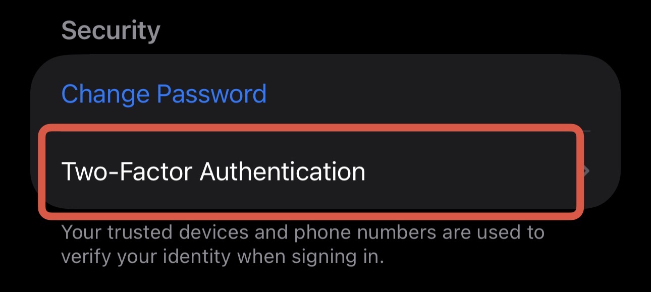 Image showing apple id security settings screen