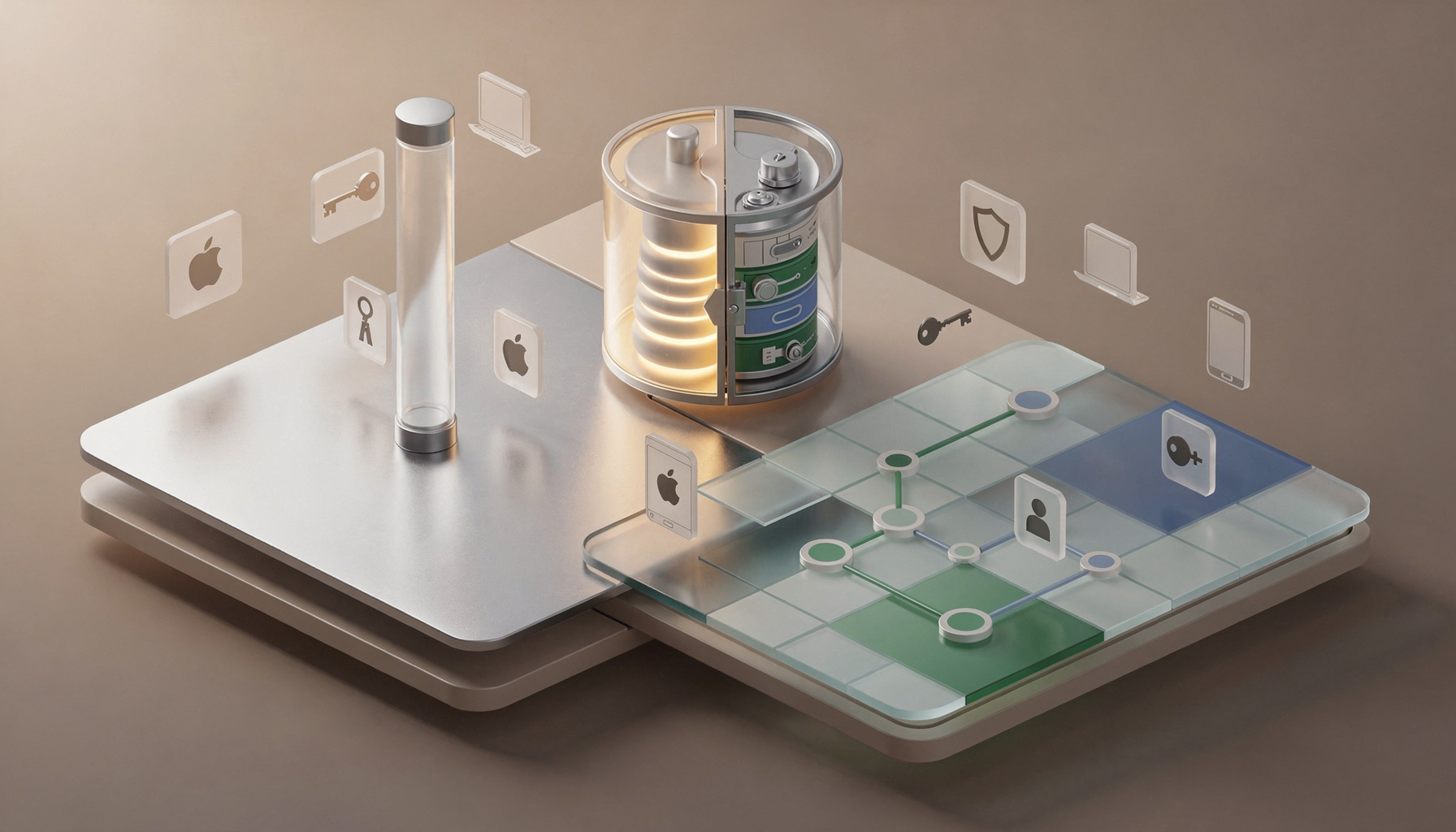 Comparison of iCloud Keychain and third-party password managers showing feature differences